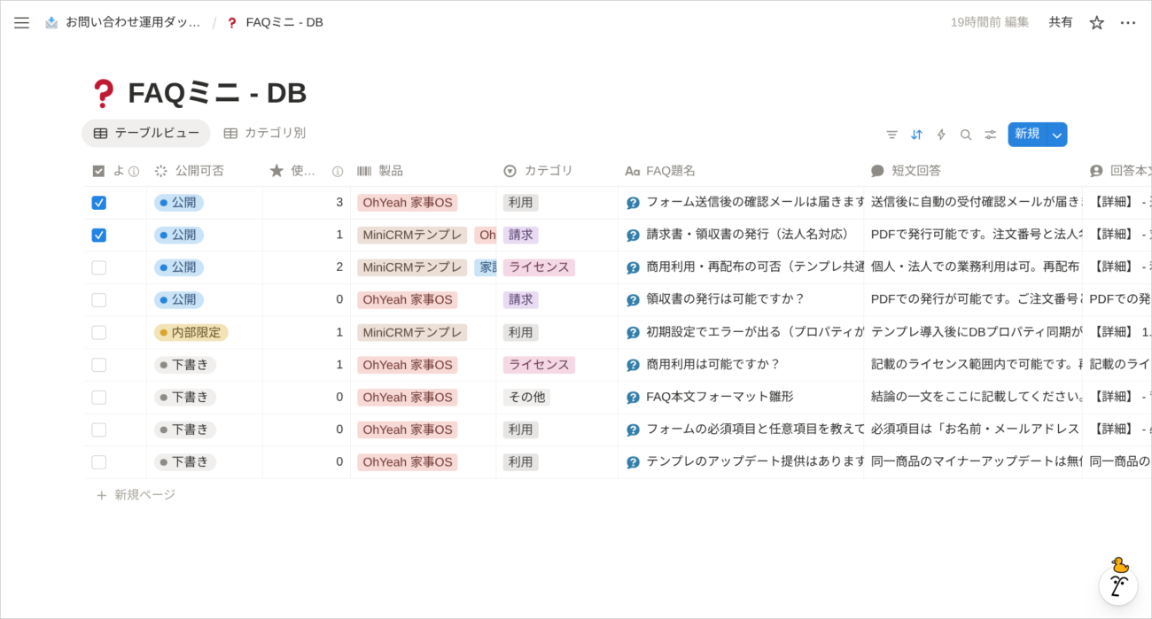 FAQミニデータベース